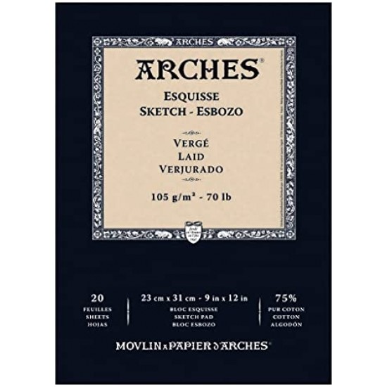 ARCHES DESSIN DRAWING LAID PAPER 20 SHEETS 105G 75% COTON